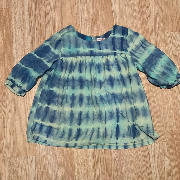 Cat and Jack Blue and Green Tie Dye Blouse Size 7/8 - Picture 1 of 3